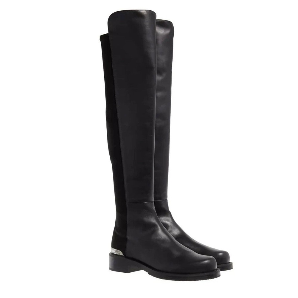 Stuart Weitzman 5050 Bold Logo Over-the-Knee Boots – Black – Brand New
